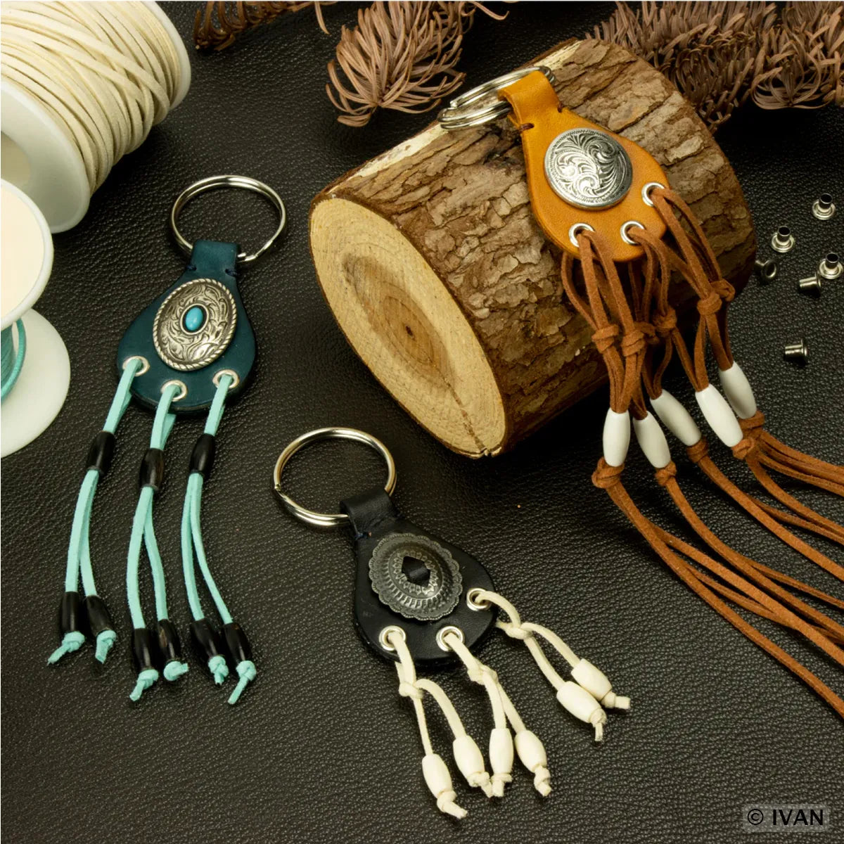 Perles en os pour créations bijoux ou porte-clés DIY