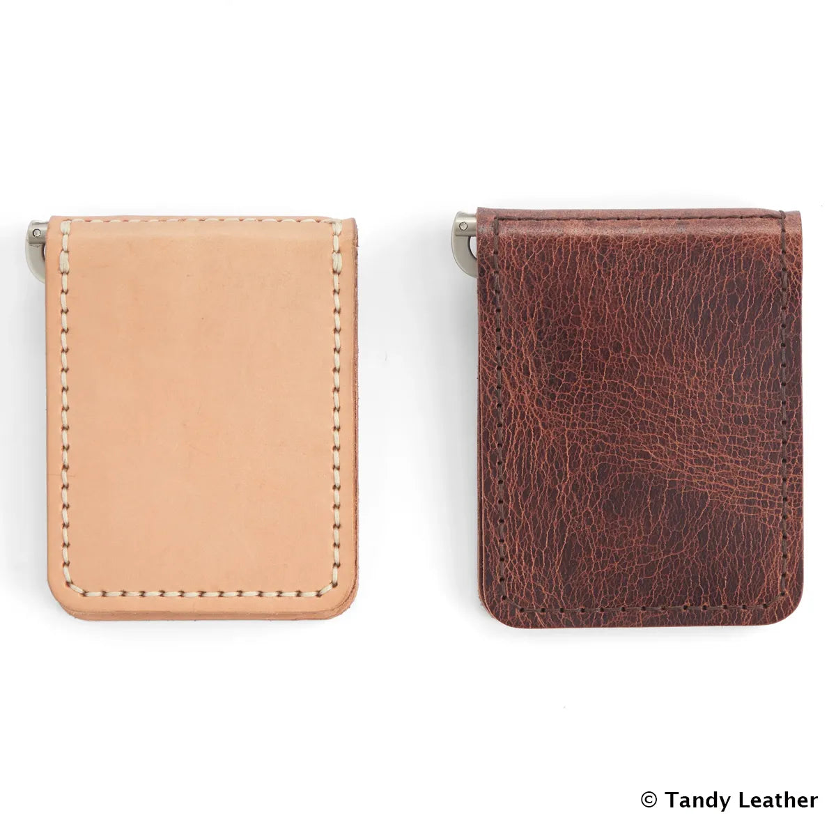 Patron taille 1:1 pour réaliser soi-même un porte-cartes avec pince à billets en cuir