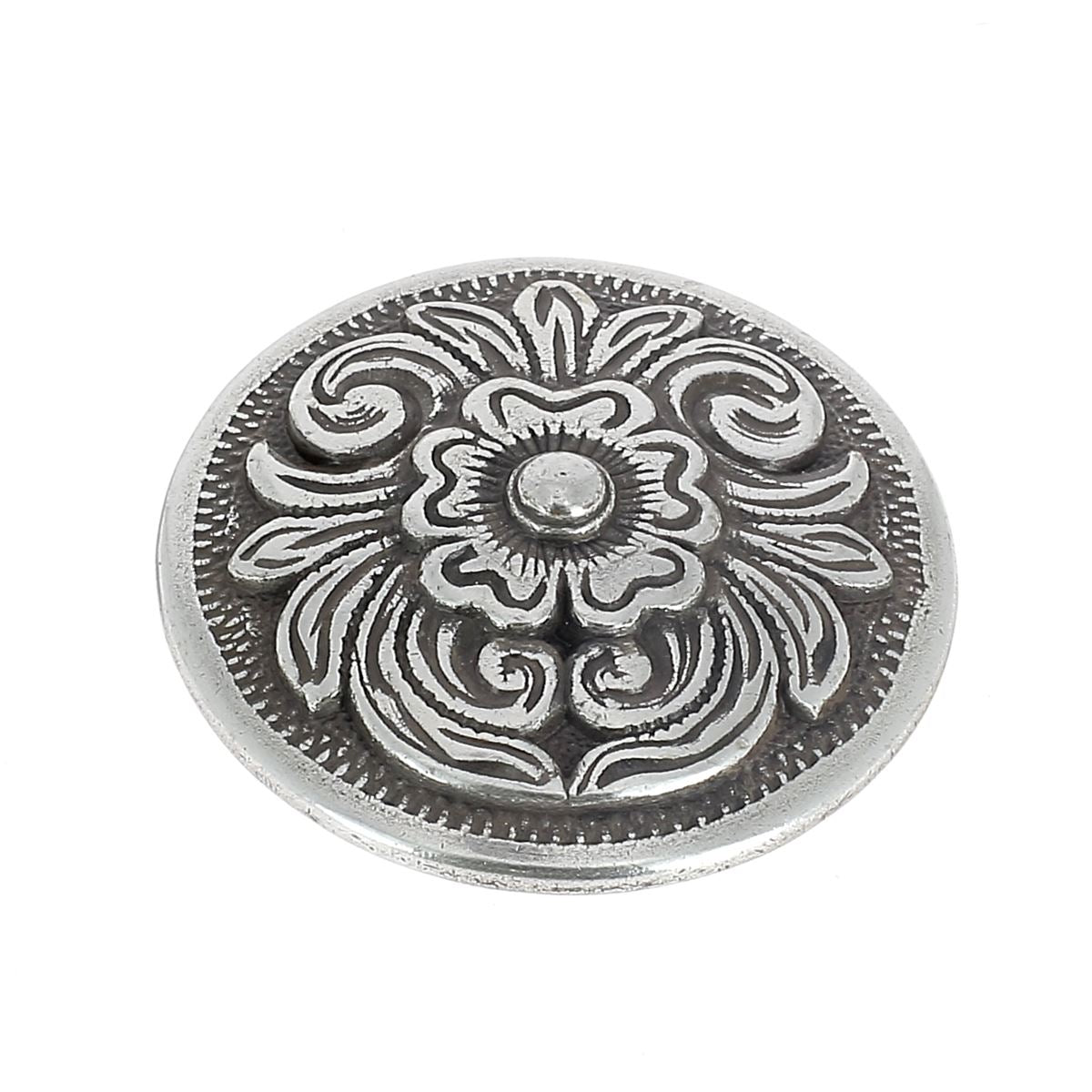 Concho à visser FLORAL - Argent vieilli - 32mm
