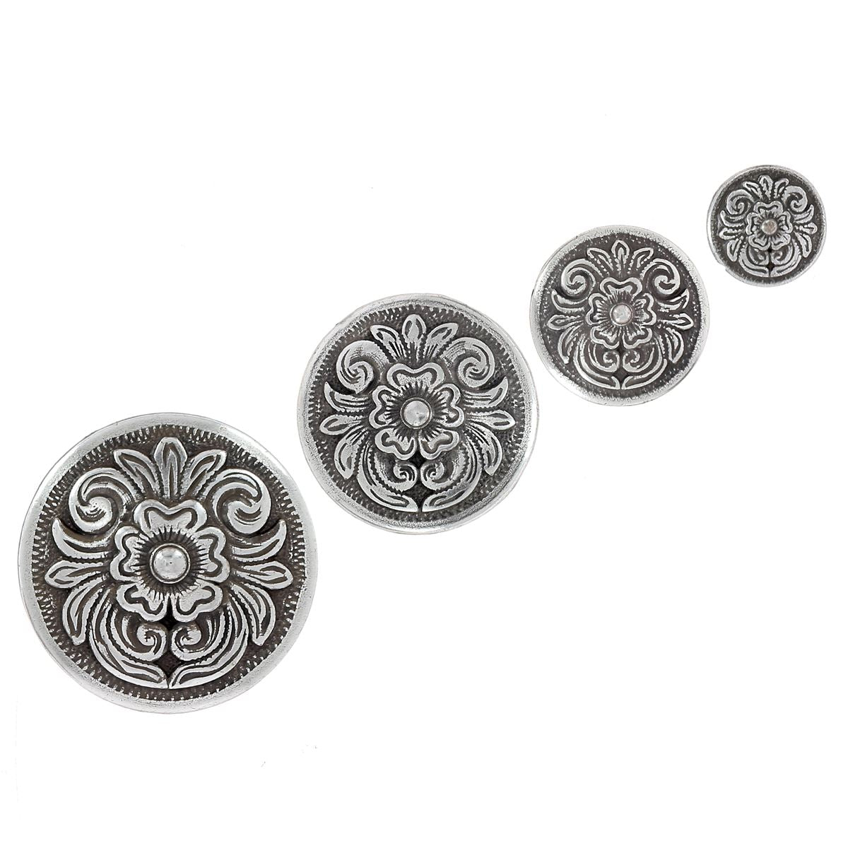 Concho à visser FLORAL - Argent vieilli