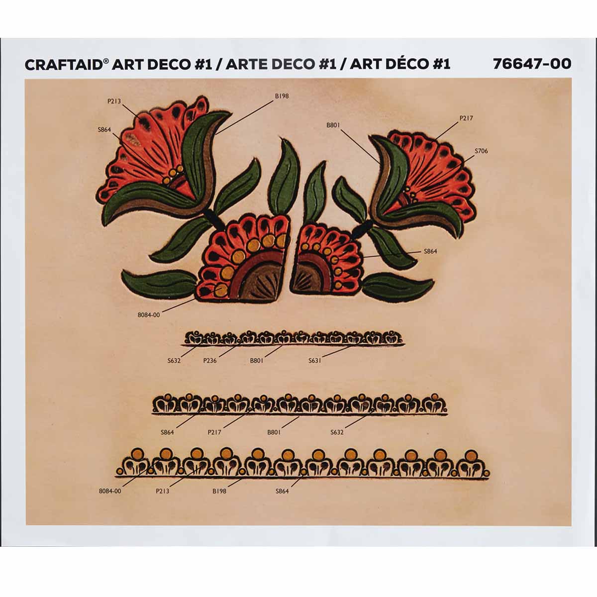 Calque réutilisable pour transfert de motifs sur cuir - ART DECO #1