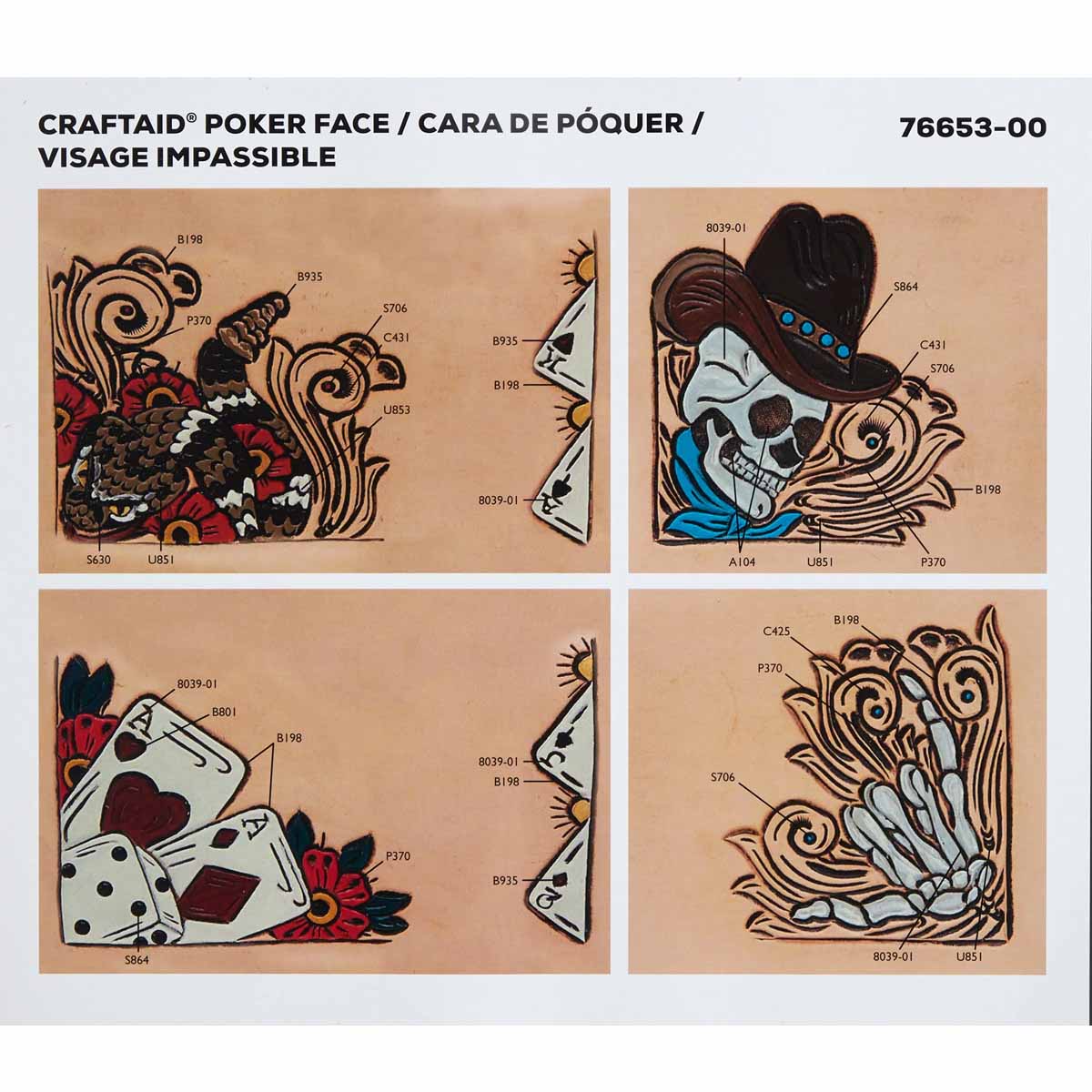 Calque réutilisable pour transfert de motifs sur cuir - POKER