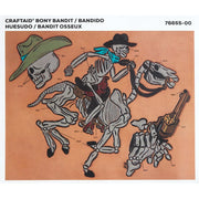 Calque réutilisable pour transfert de motifs sur cuir, SQUELETTE BANDIT, outil Tandy Leather, motif de squelette cowboy.