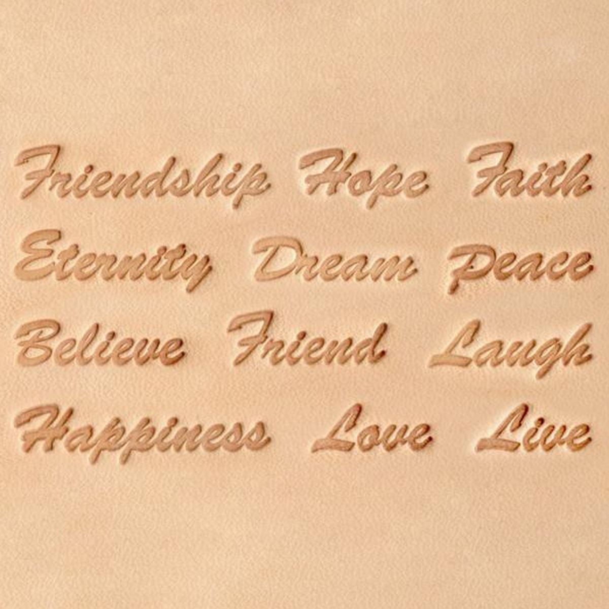 Jeu de 12 matoirs mots en anglais - 0,63 cm - Ivan 8164-00 - Repoussage cuir