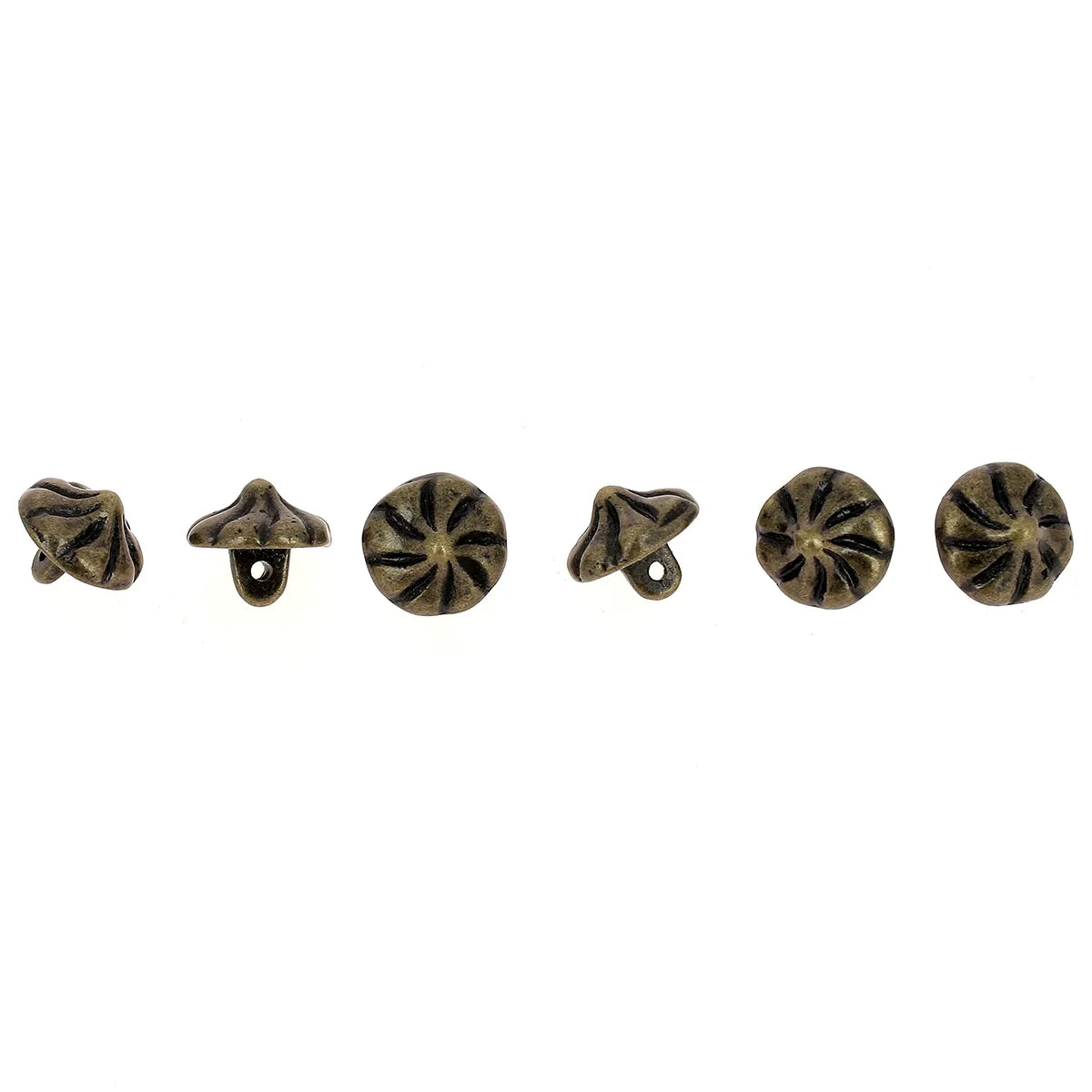 6er-Pack Annäher-Knöpfe - ANTIKBRAUN MESSING