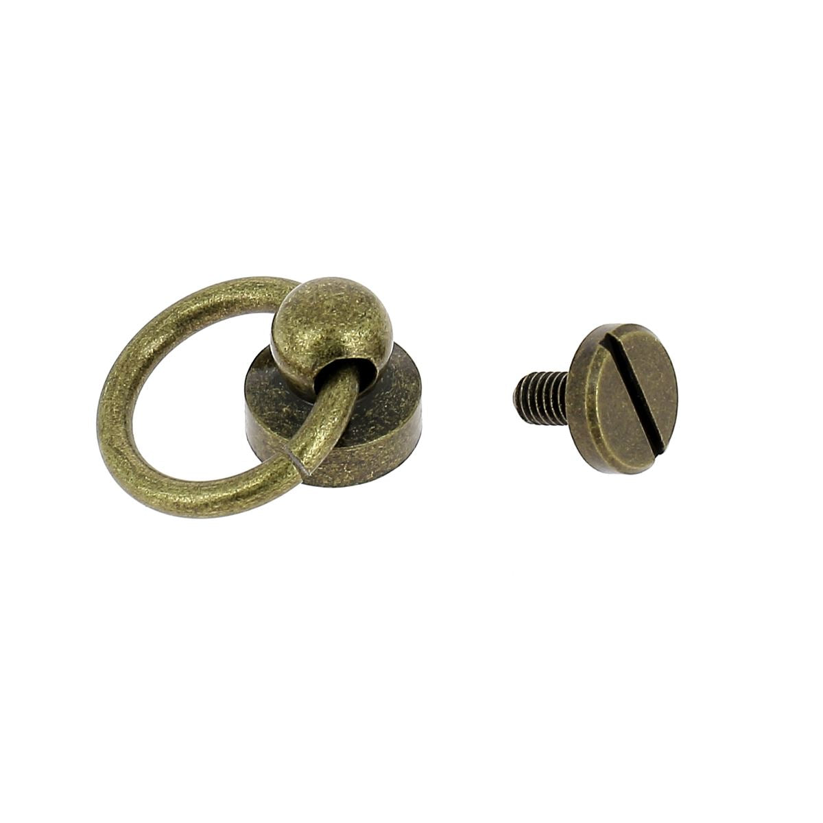 Bouton de col avec anneau en laiton de 11mm - Laiton vieilli