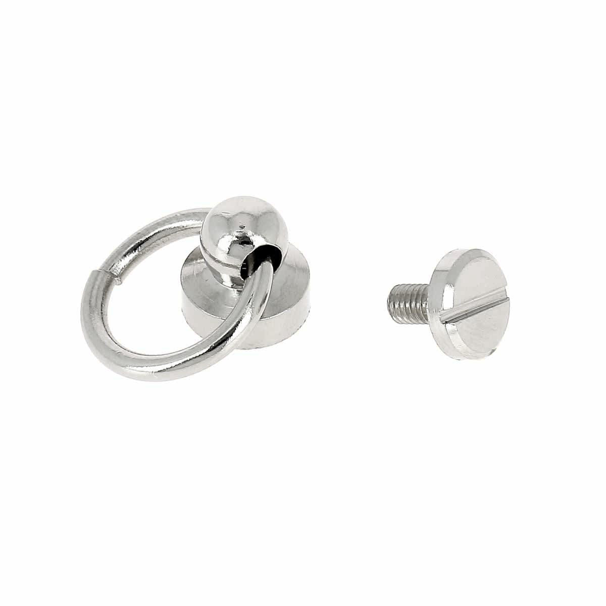 Bouton de col avec anneau en laiton de 11mm - Nickelé