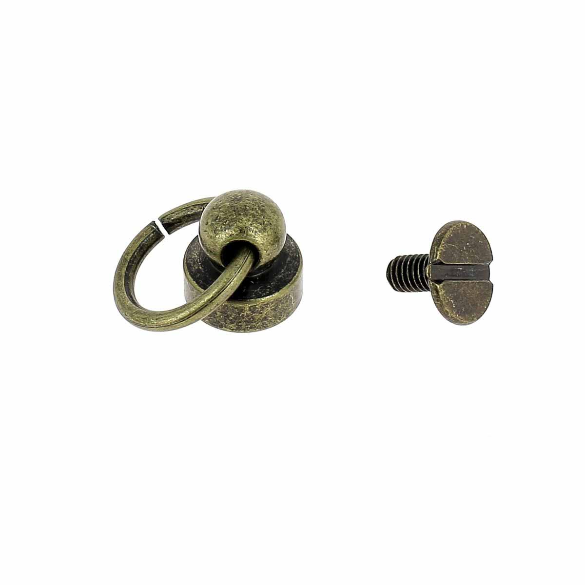 Bouton de col avec anneau de 9mm - Laiton vieilli