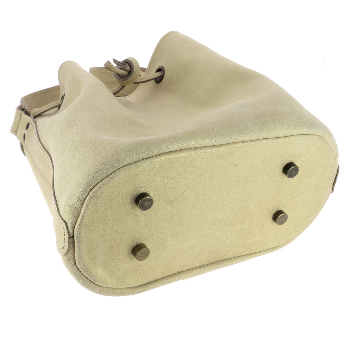 Sac seau en cuir en cuir avec pieds de sac laiton vieilli