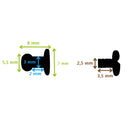 Bouton de col à vis pour cuir fin - Schéma dimensions