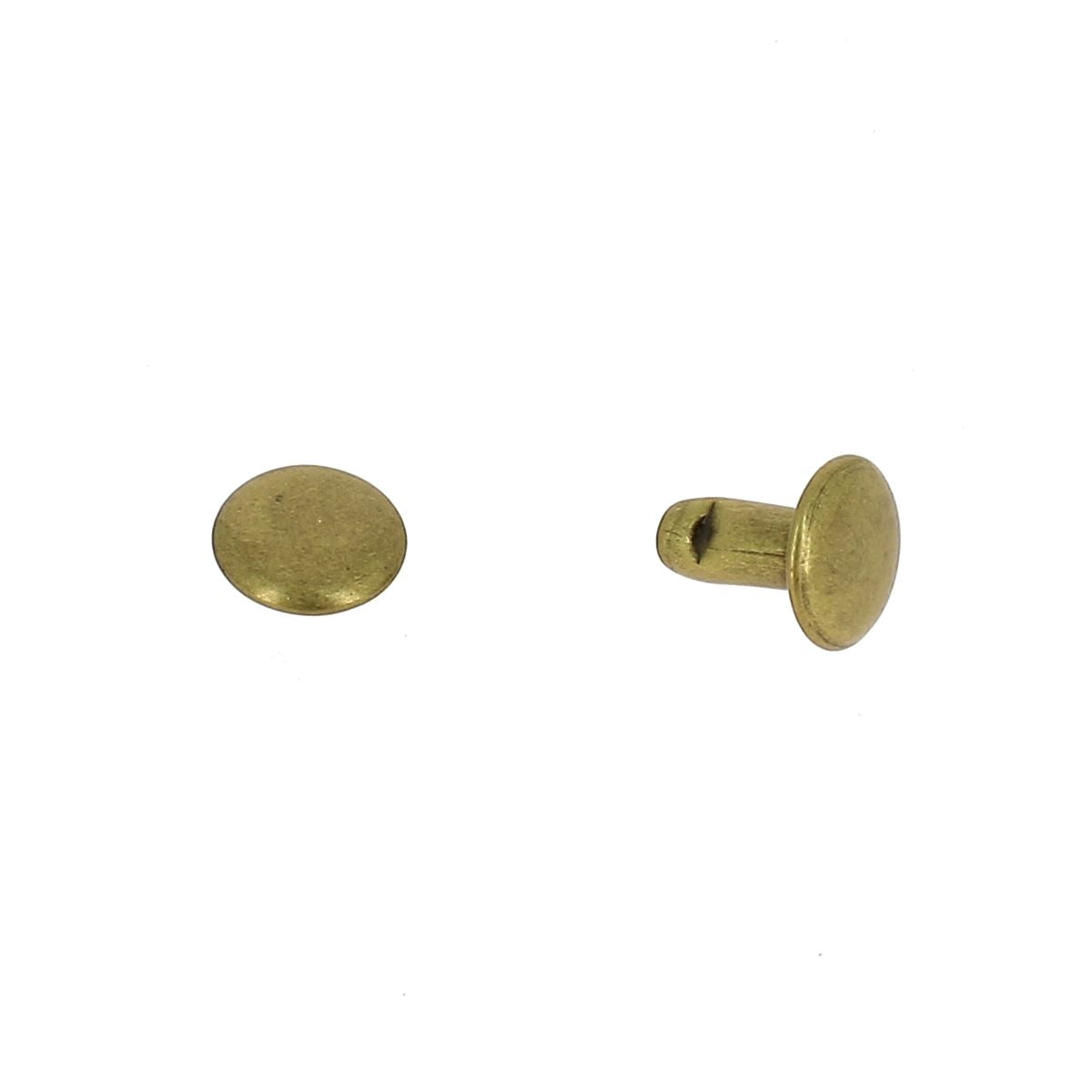 Lot de 100 PETITS rivets double calotte en acier - Têtes 7mm - Tige 7mm - 1371 - Laiton vieilli