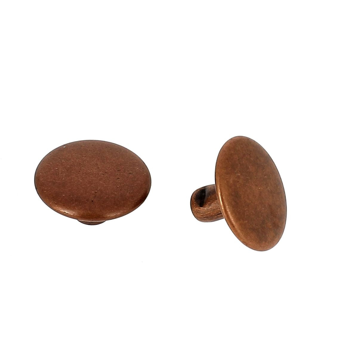 PETITS" rivets double calotte en acier - Têtes larges 13mm - Tige 7mm -Vieux cuivre