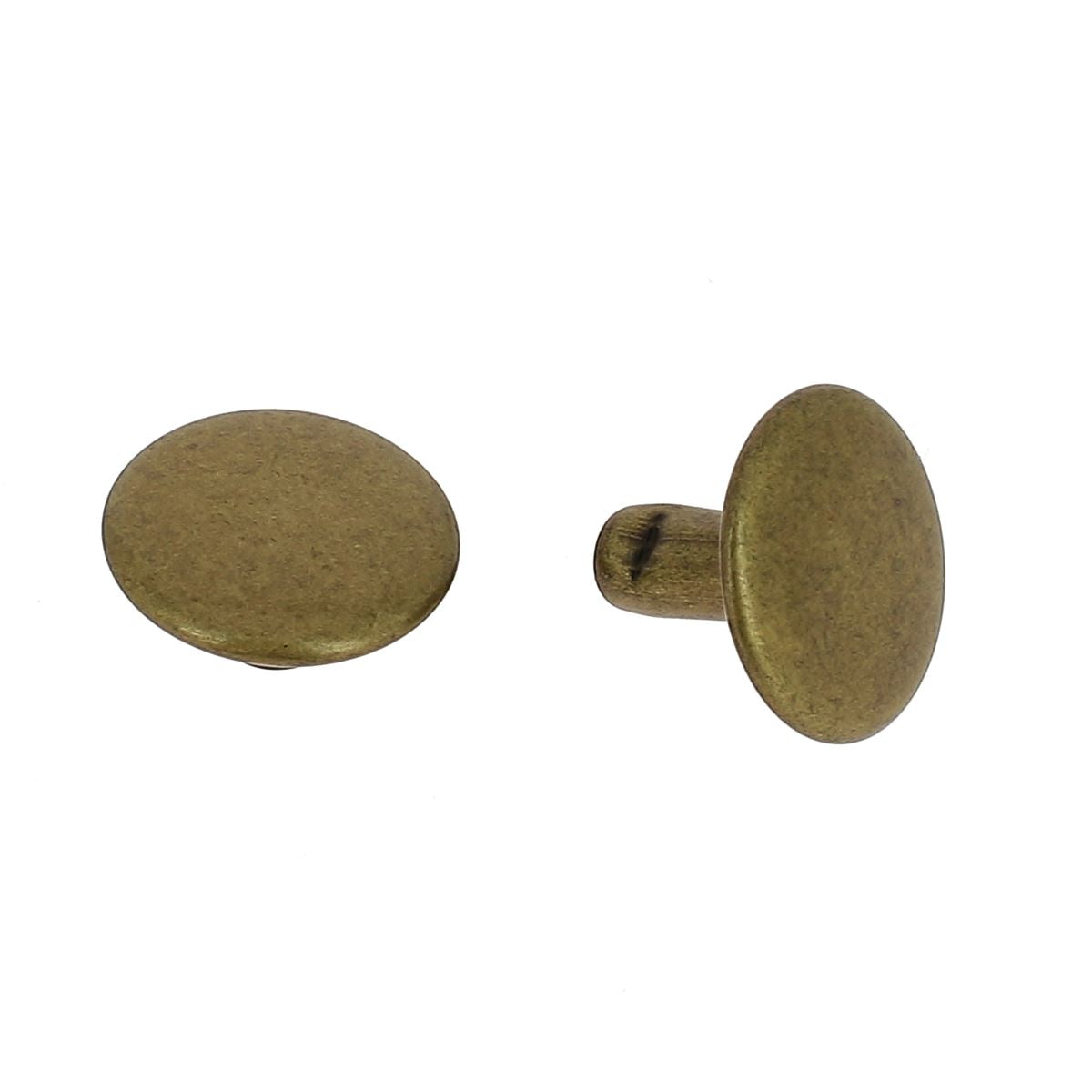  MOYENS rivets double calotte en acier - Têtes larges 13mm - Tige 9mm-Laiton vieilli