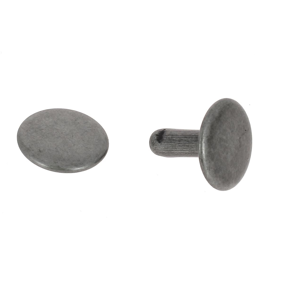 GRANDS rivets double calotte en acier - Têtes larges 13mm - Tige 12mm - vieux nickel