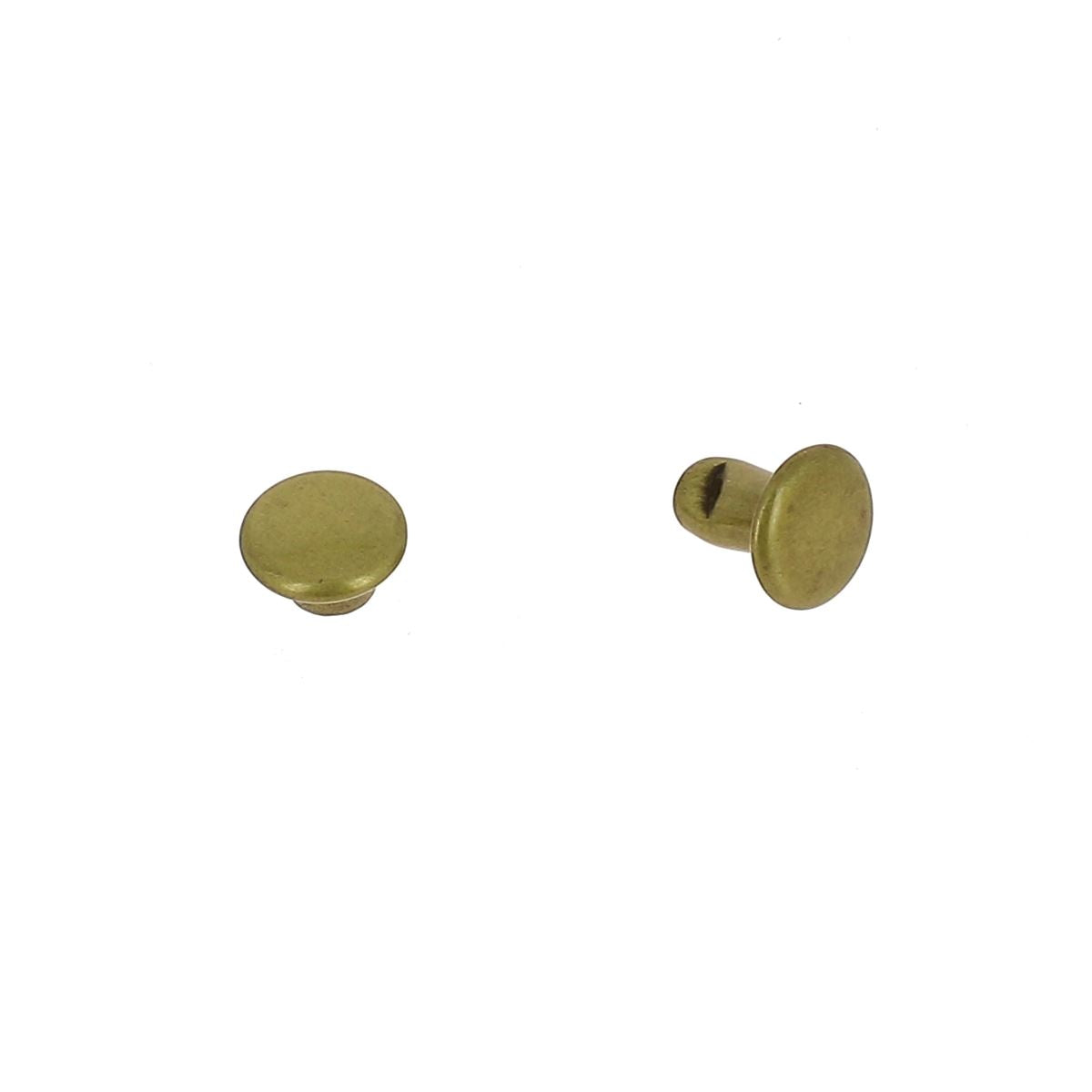 TRÈS PETITS rivets double calotte en acier - Têtes 6mm - Tige 6mm - 1378 - Laiton vieilli