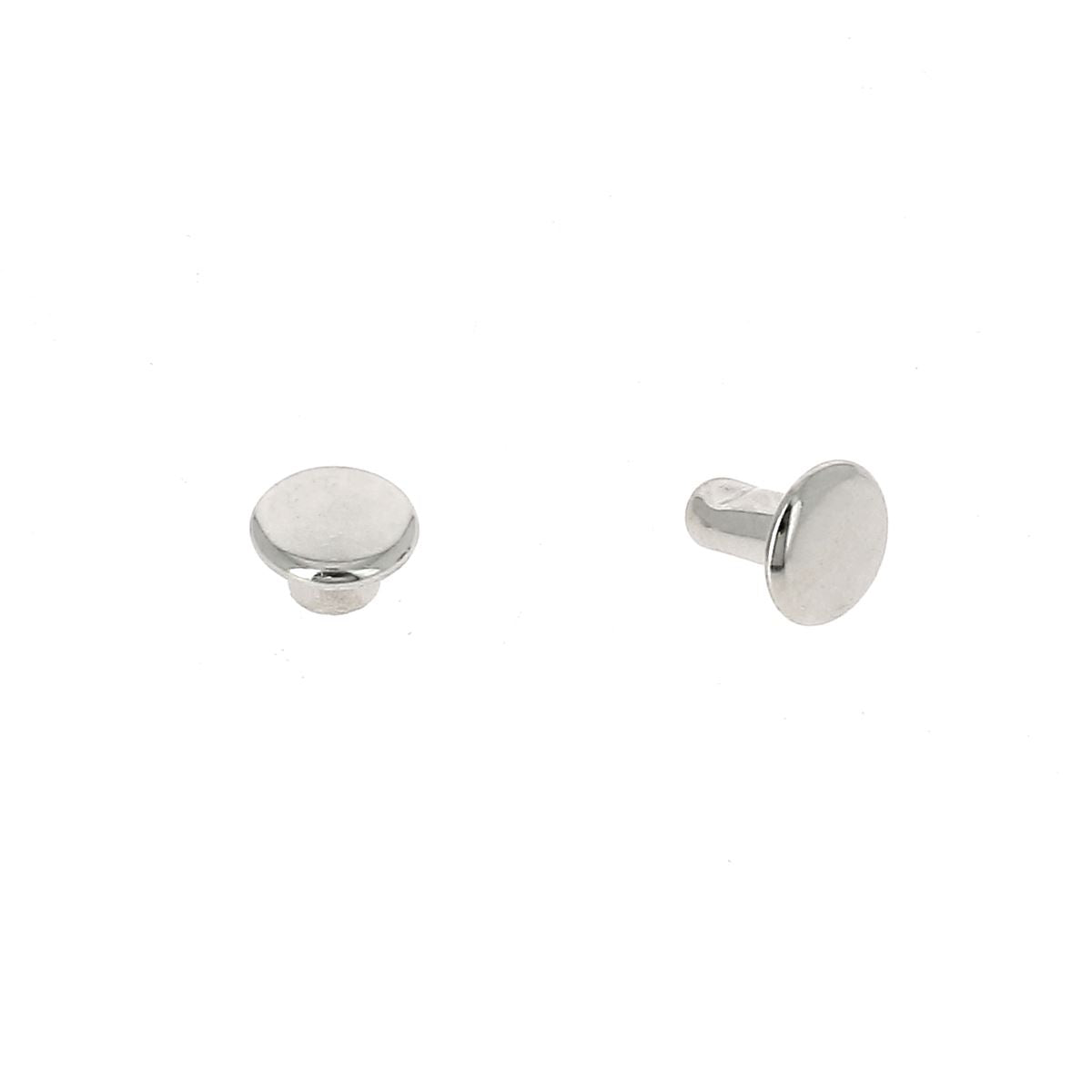 TRÈS PETITS rivets double calotte en acier - Têtes 6mm - Tige 6mm - 1378 - Nickelé