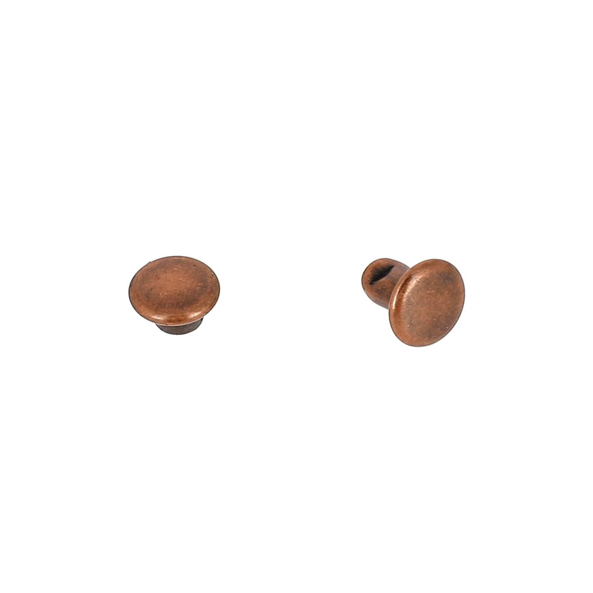 TRÈS PETITS rivets double calotte en acier - Têtes 6mm - Tige 6mm - 1378 - Vieux cuivre