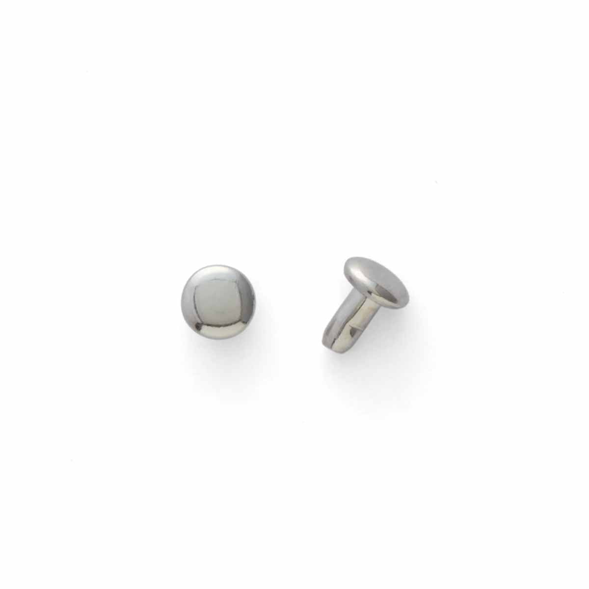 Lot de 100 TRÈS PETITS rivets double calotte en acier - NICKELÉ - Mini têtes 4,5 mm - Tige 4,5 mm - 1385