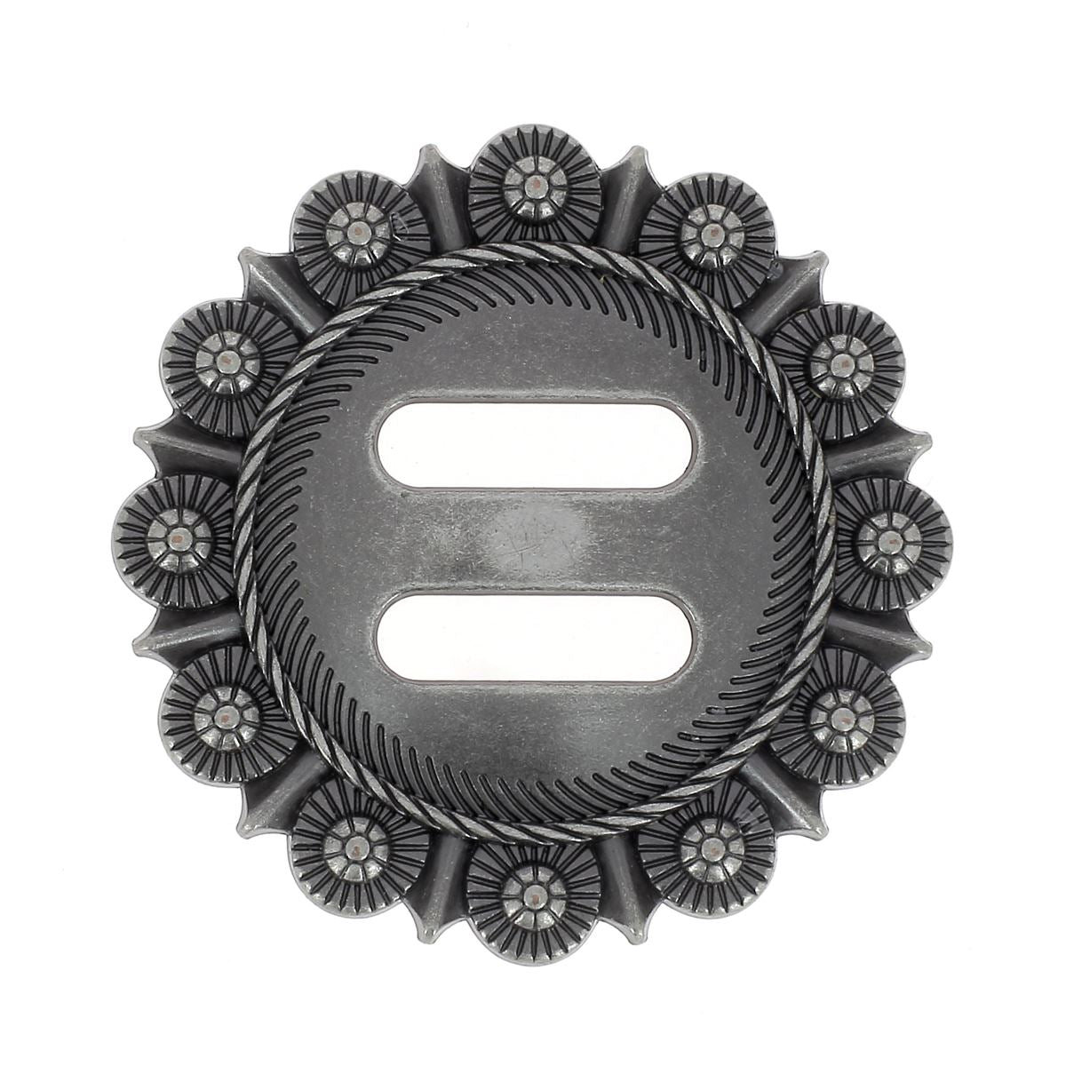 Concho à lacer FLEUR - 50 mm - ARGENT VIEILLI