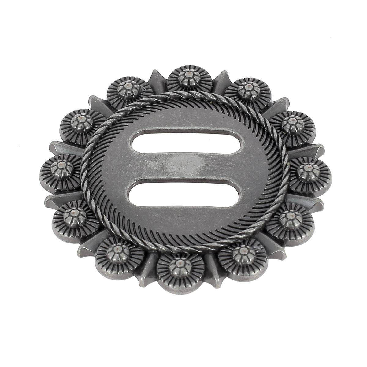 Concho à lacer FLEUR - 50 mm - ARGENT VIEILLI