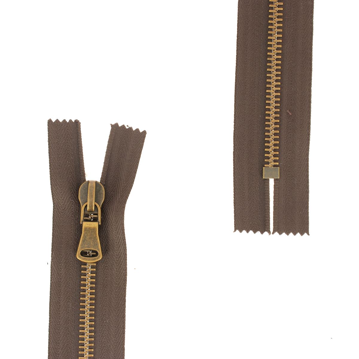 METAL zipper 6mm Aged brass | Leather Deco