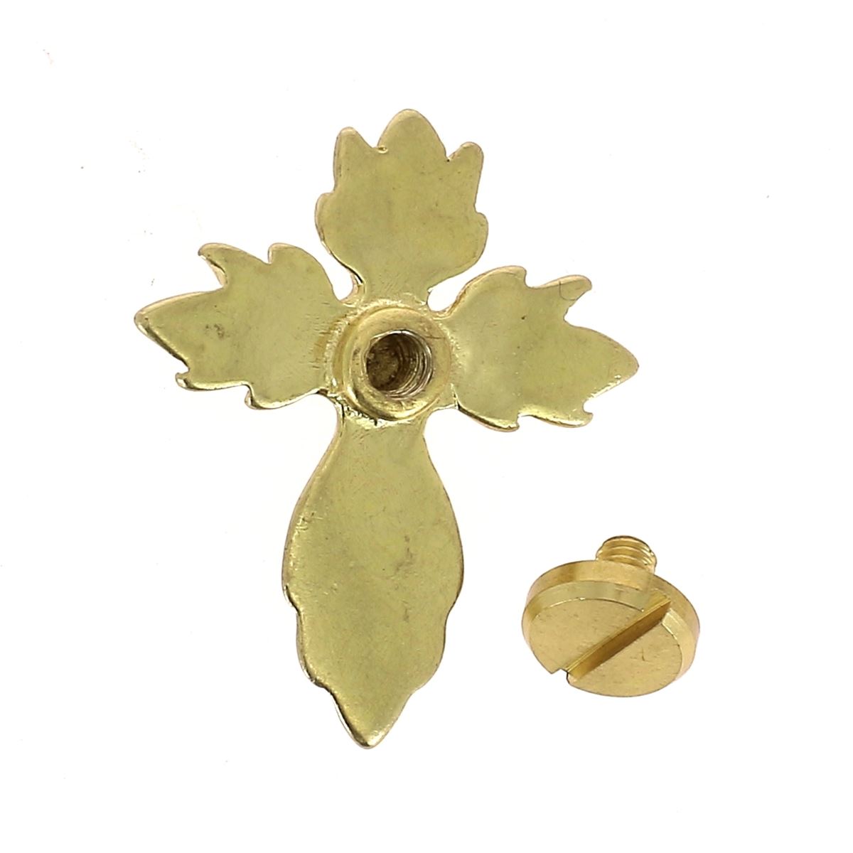 Concho à visser en laiton CROIX en fleurs - 24x29mm