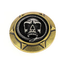 Concho rond - Accessoire pour cuir - Tête de mort et serpent