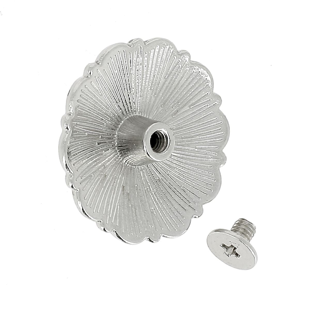 Concho à visser ROND Fleur bleue - 25mm - Nickelé