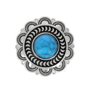 Concho à visser ROND Fleur bleue - 25mm - Nickelé