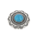 Concho décoratif pour cuir - Motif fleur avec pierre bleue