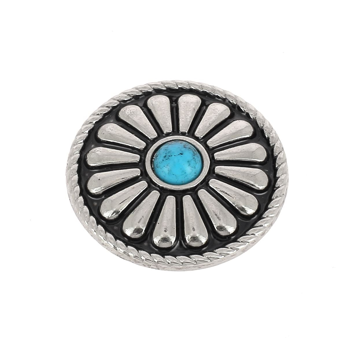 Concho à visser ROND Pâquerette - 26mm - Nickelé pierre bleue