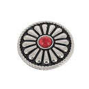 Concho à visser ROND Pâquerette - 26mm - Nickelé pierre rouge