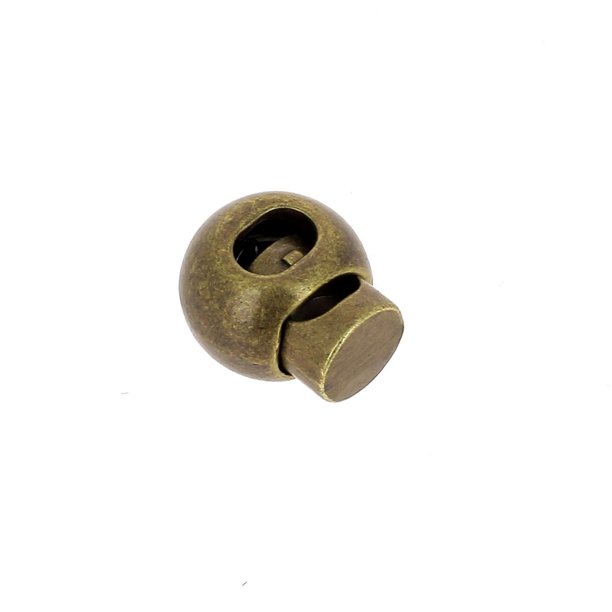 Fermoir stop lacet boule - Lacet de 2mm max - Laiton vieilli