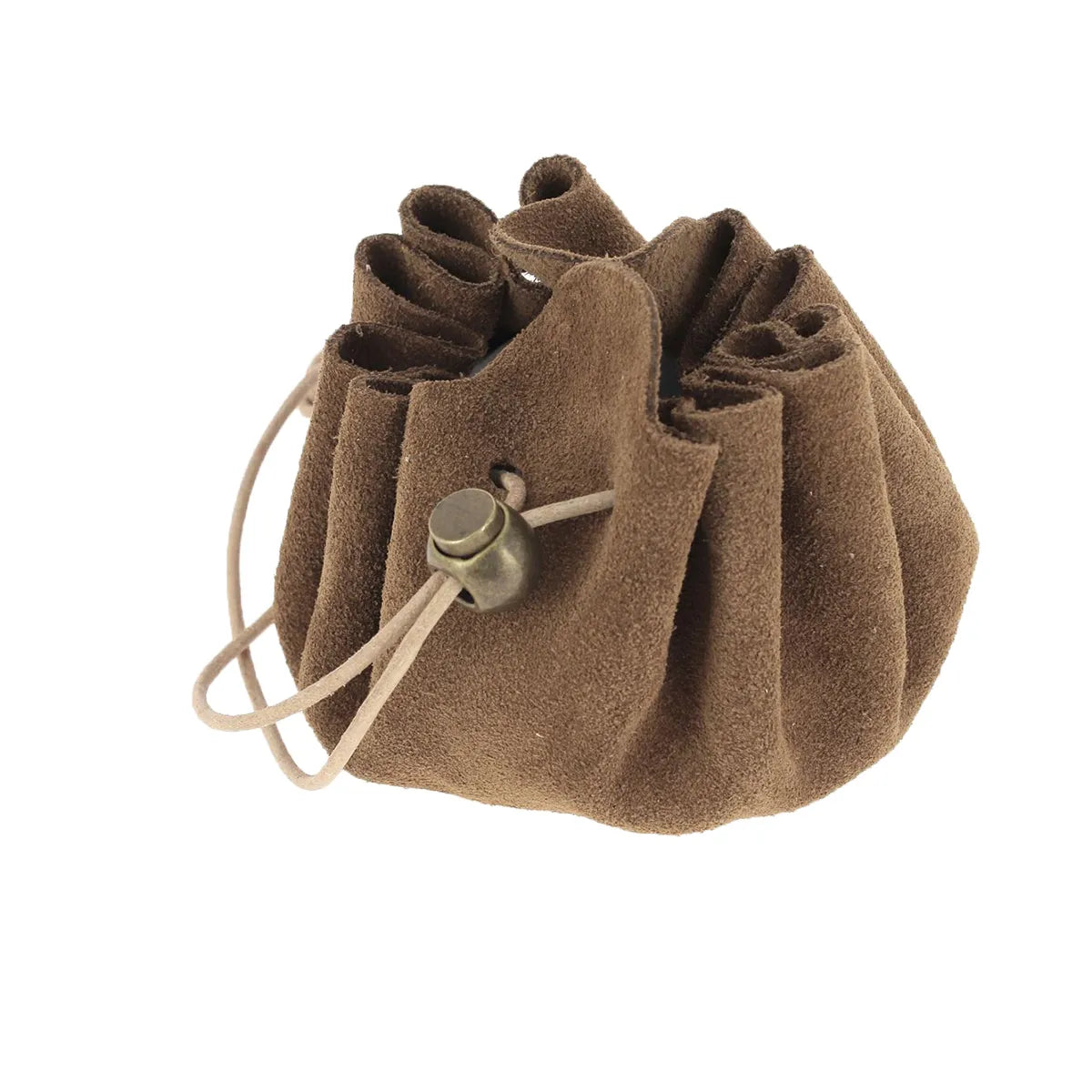 Bourse en cuir avec fermoir stop lacet laiton vieilli