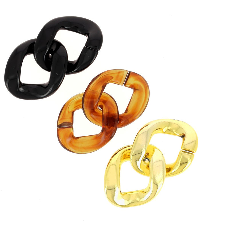 Lot de 2 gros maillons - chaîne fantaisie en plastique