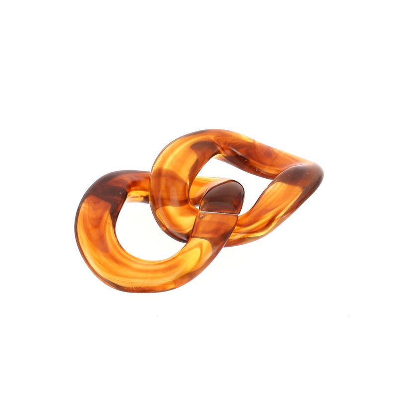 Lot de 2 gros maillons chaîne acrylique - Marbré ambre