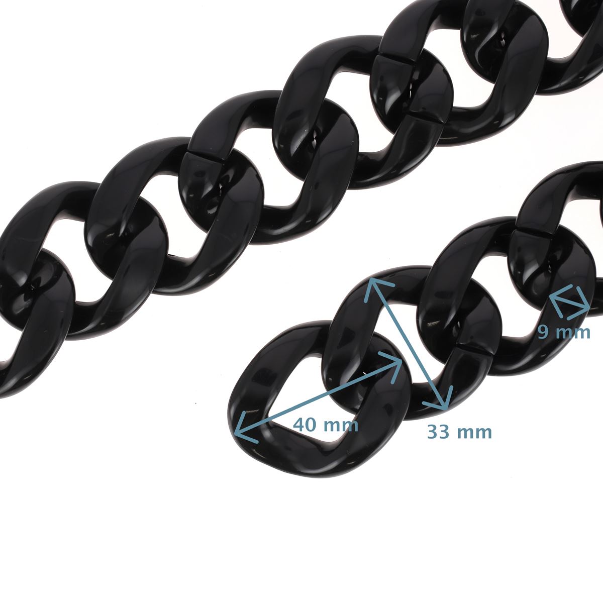 chaîne acrylique gros maillons 40 x 33 mm