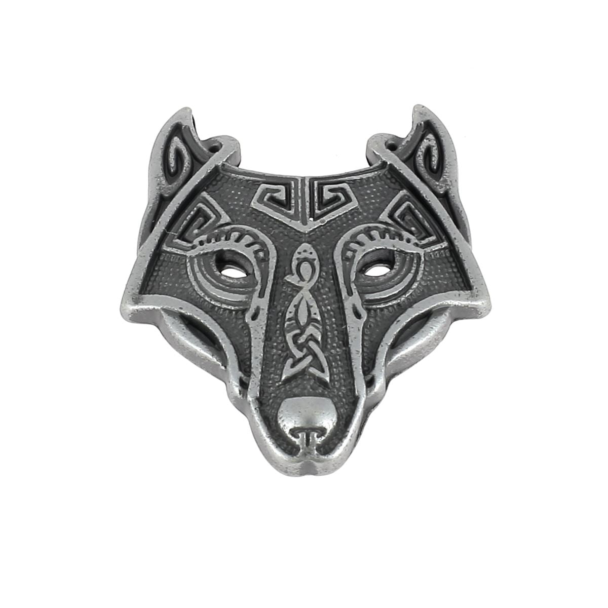 Concho à visser LOUP VIKING - 25X30mm - Argent vieilli