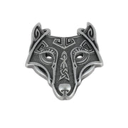 Concho à visser Loup Viking Ivan, accessoire en métal de 25x30mm avec motif de masque de loup viking.