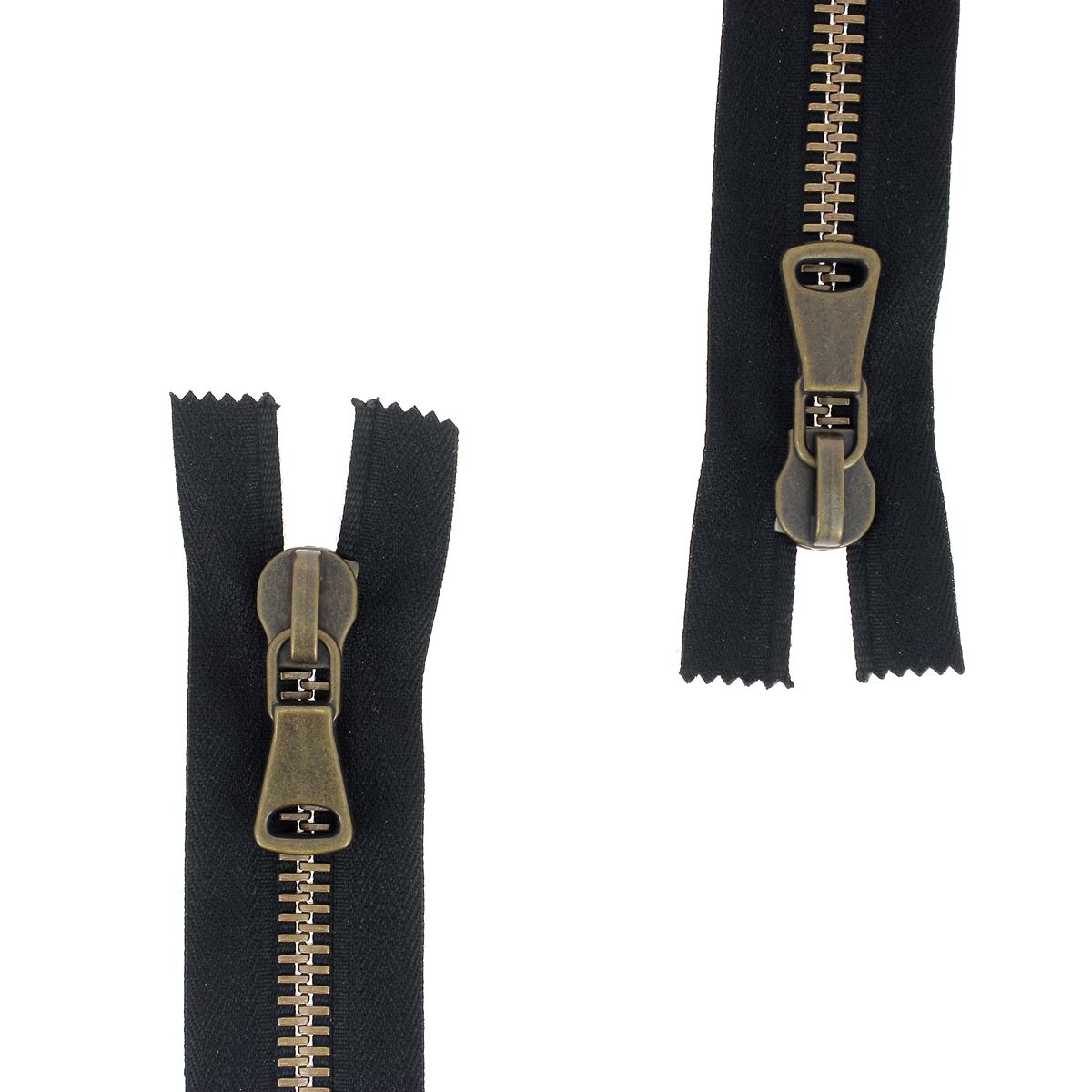 Fermeture à glissière double curseur MÉTAL 8mm - SUPRA - Laiton vieilli - Deco Cuir