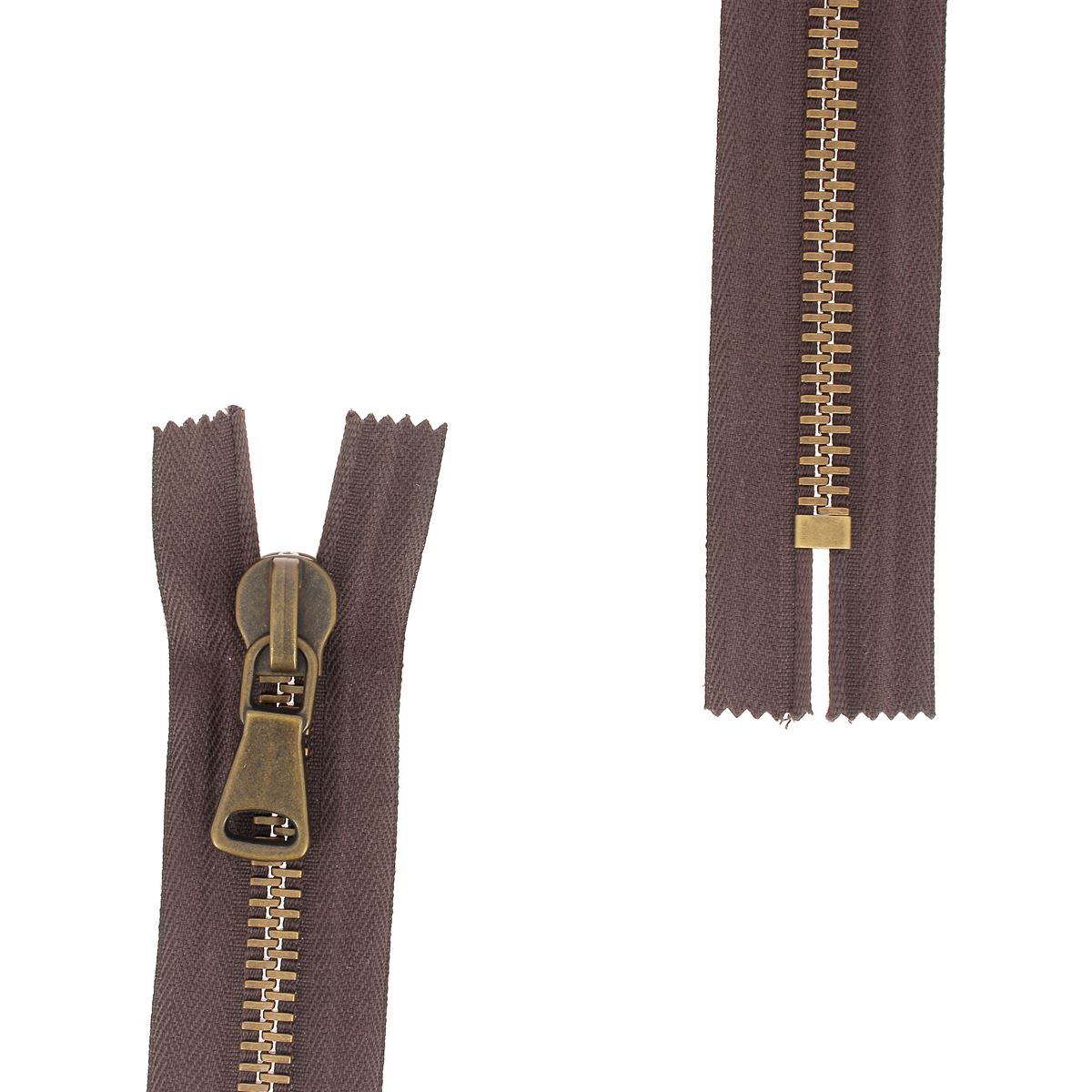 Fermeture à glissière double curseur MÉTAL 8mm - SUPRA - Laiton vieilli - Deco Cuir