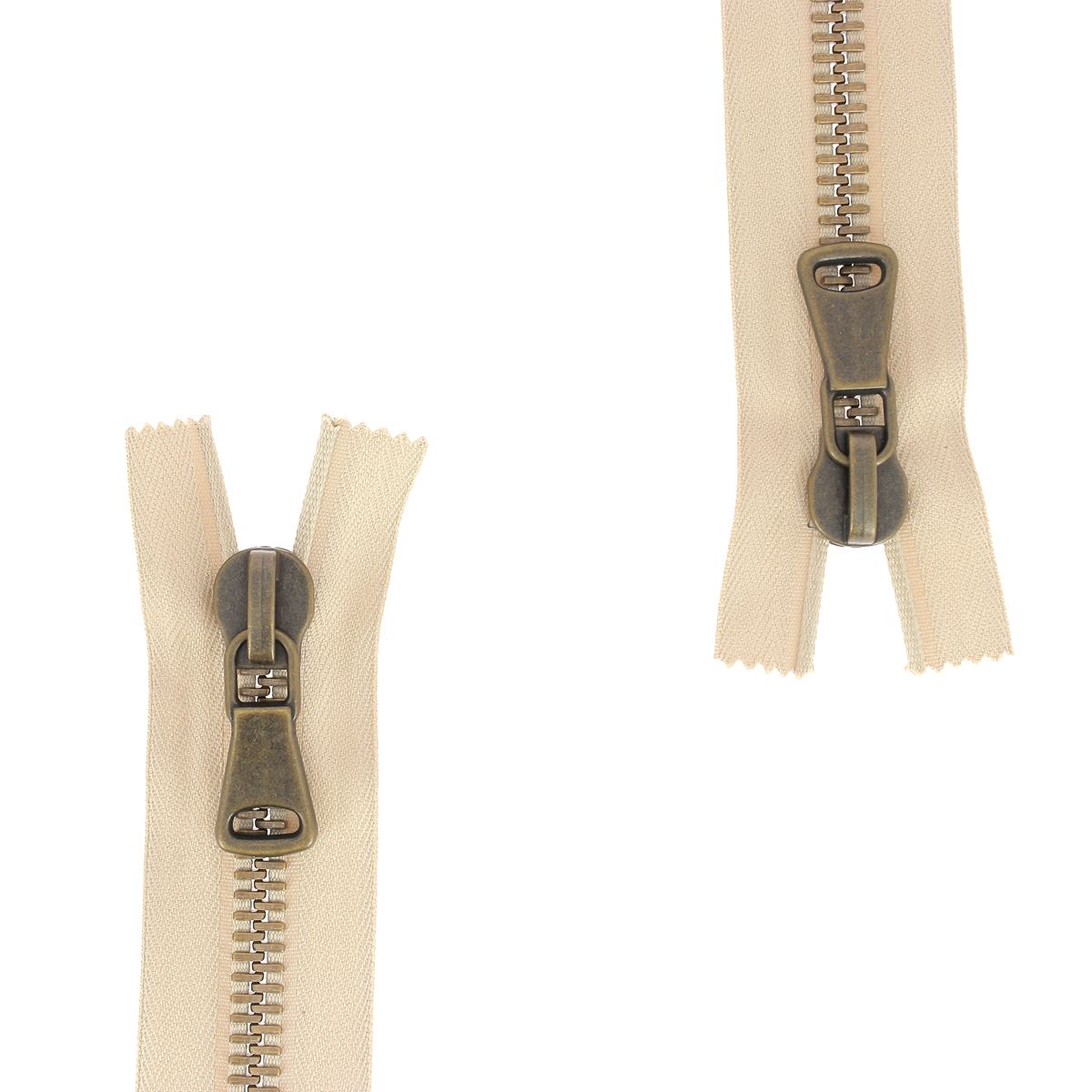 Fermeture à glissière double curseur MÉTAL 8mm - SUPRA - Laiton vieilli - Deco Cuir