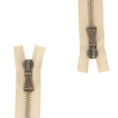 Fermeture à glissière double curseur MÉTAL 8mm - SUPRA - Laiton vieilli - Deco Cuir