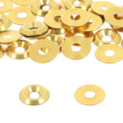 Rondelles cuvettes en laiton poli de 7mm, accessoires de haute qualité, visibles en gros plan.
