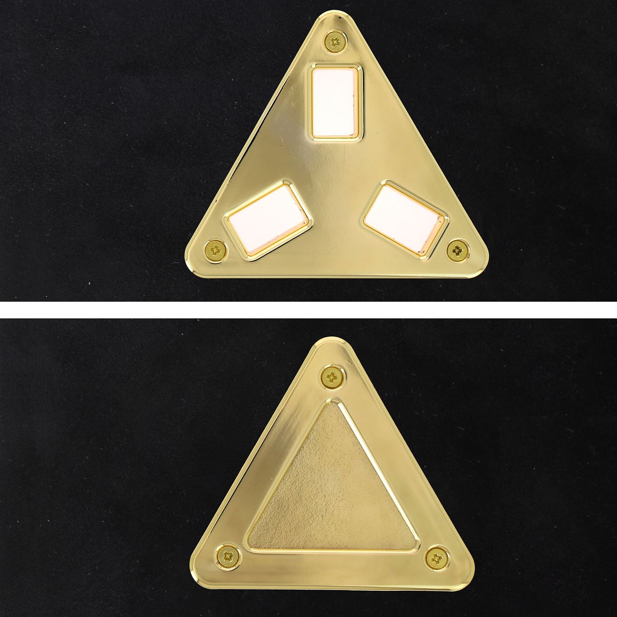 Grand fermoir triangle 3 tourniquets - 76x68mm - Doré clair - À visser sur votre sac