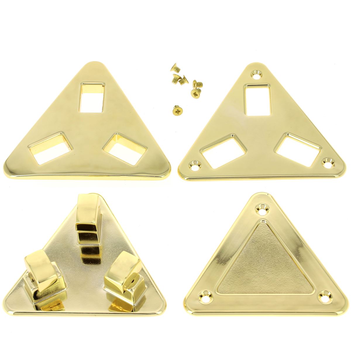 Grand fermoir pour sac - triangle avec 3 tourniquets - 76x68mm - Doré clair