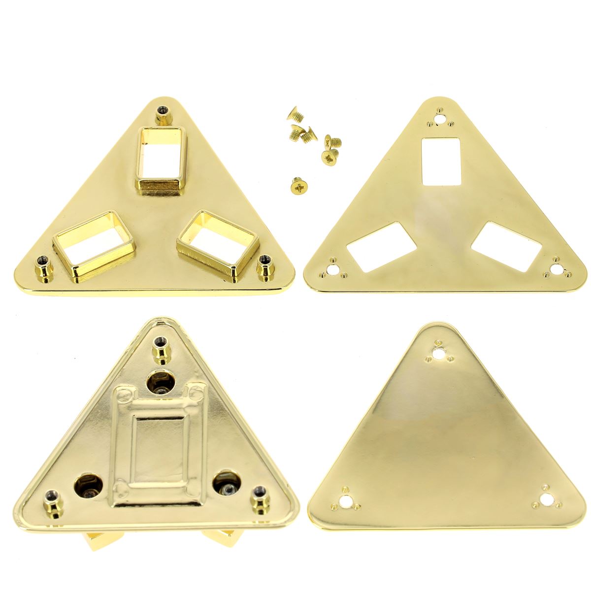 Grand fermoir triangle 3 tourniquets pour sac en cuir DIY - 76x68mm - Doré clair