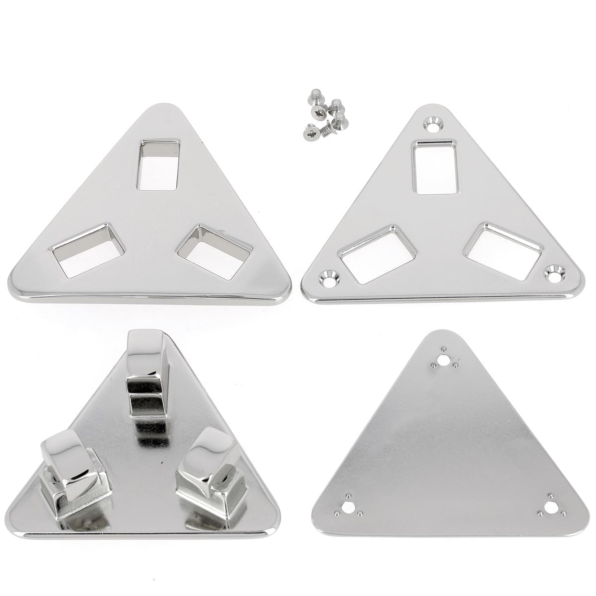 Grand fermoir pour sac - triangle avec 3 tourniquets - 76x68mm - Nickelé