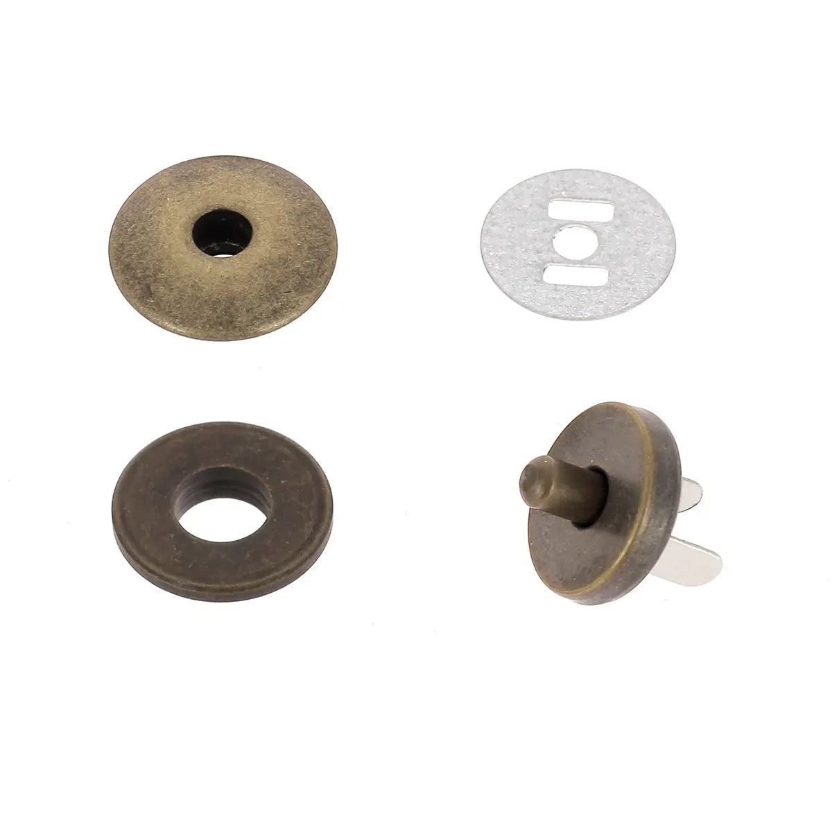 Fermoir TOP magnétique à sertir - ROND - 17mm - Laiton vieilli