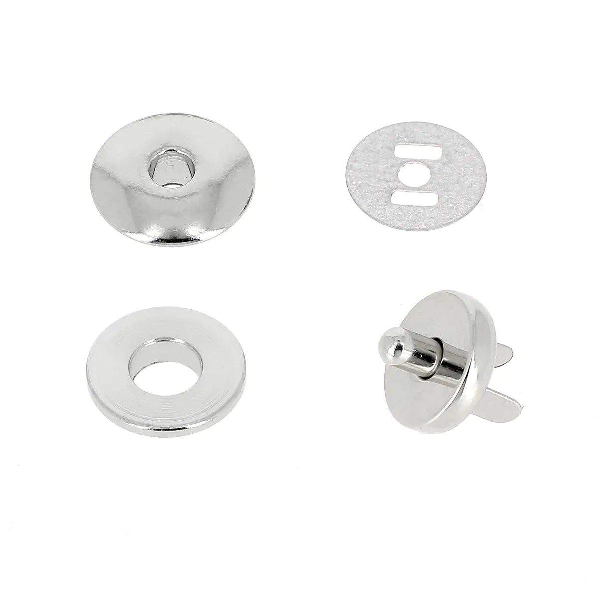 Fermoir TOP magnétique à sertir - ROND - 17mm - Nickelé